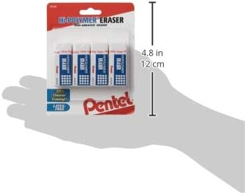 Pentel Hi-Polymer Block Eraser Small White, Pack of 4 (ZEH05BP4)