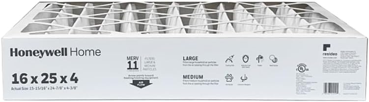 Honeywell FC100A1029 (2 Pack) - 16" x 25" x 4" Pleated Air Filter, MERV 11 Bundle with Same Day Supply Filter Change Reminder