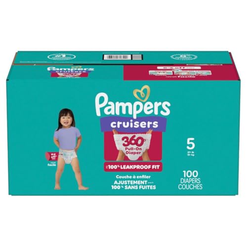 Pampers Diapers - Cruisers 360 - Size 5, 128 Count, Babyproof up to 100% Leakproof Pull-On Diaper