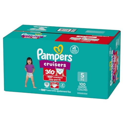 Pampers Diapers - Cruisers 360 - Size 5, 128 Count, Babyproof up to 100% Leakproof Pull-On Diaper