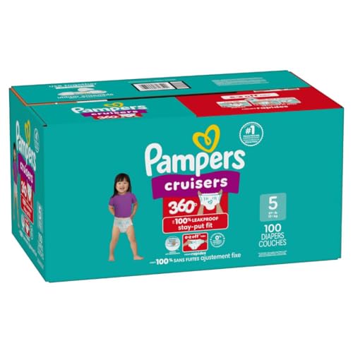 Pampers Diapers - Cruisers 360 - Size 5, 128 Count, Babyproof up to 100% Leakproof Pull-On Diaper