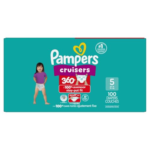 Pampers Diapers - Cruisers 360 - Size 5, 128 Count, Babyproof up to 100% Leakproof Pull-On Diaper