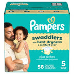 Pampers Swaddlers Diapers, Size 5 (20-37 lbs), 132 Count, Absorbent, Keeps Baby Dry and Comfortable, Skin Safe Disposable Baby Diaper (Packaging May Vary)