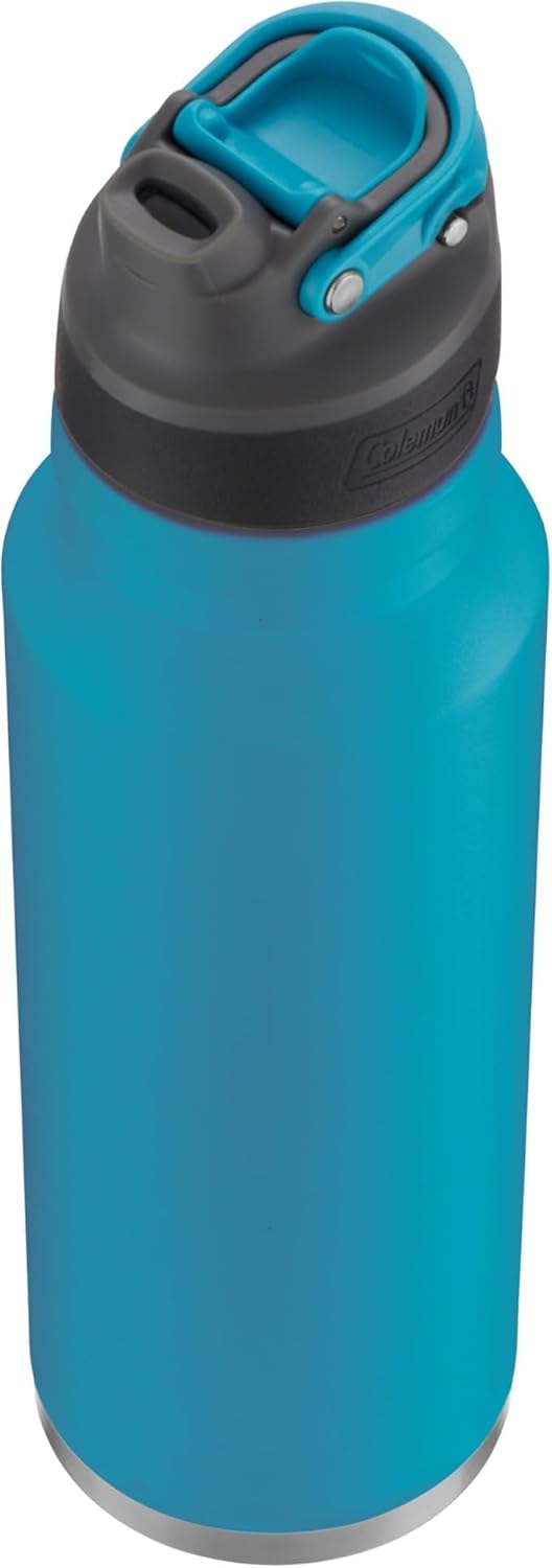 Coleman Autoseal FreeFlow Stainless Steel Water Bottle, Black, 24oz