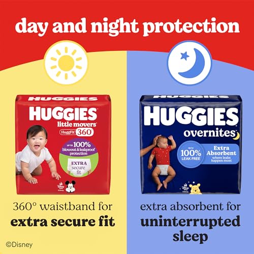 Huggies Size 6 Baby Diapers, Little Movers HuggFit 360° Baby Diapers with 360° Waistband, Size 6 (35+ lbs), 104 Count (2 Packs of 52), Packaging May Vary