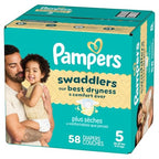 Pampers Swaddlers Diapers, Size 5 (20-37 lbs), 132 Count, Absorbent, Keeps Baby Dry and Comfortable, Skin Safe Disposable Baby Diaper (Packaging May Vary)