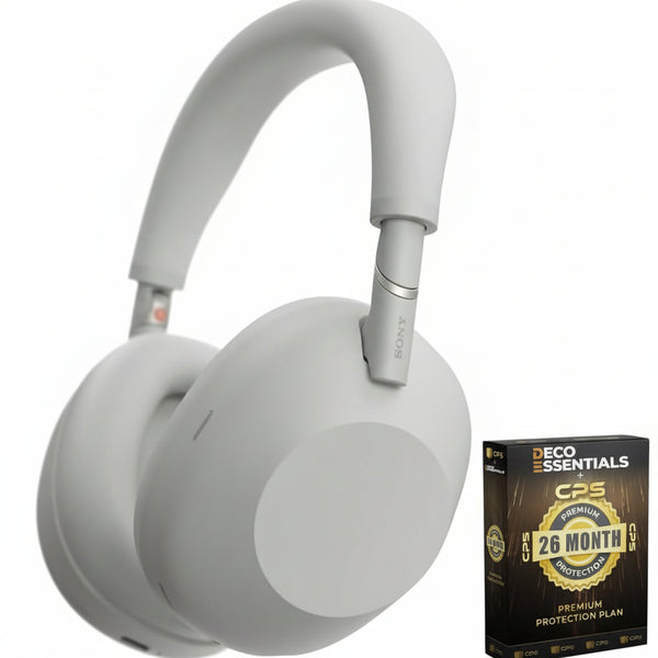 Sony WH-1000XM6/S Best Wireless Noise Canceling Headphones, Platinum Silver Bundle with Deco Essentials Exclusive CPS 26 Month Protection Pack | Official USA Partner Model