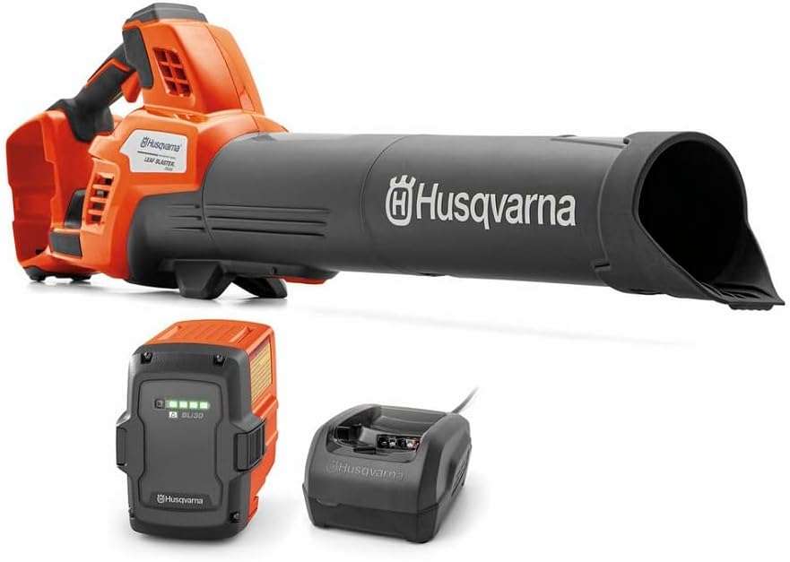Husqvarna Leaf Blaster 350iB Battery Powered Cordless Leaf Blower, 200-MPH 800-CFM Blower with Brushless Motor and Quiet Operation, 40V Lithium-Ion 7.5 Ah Battery and Charger Included, 970569904