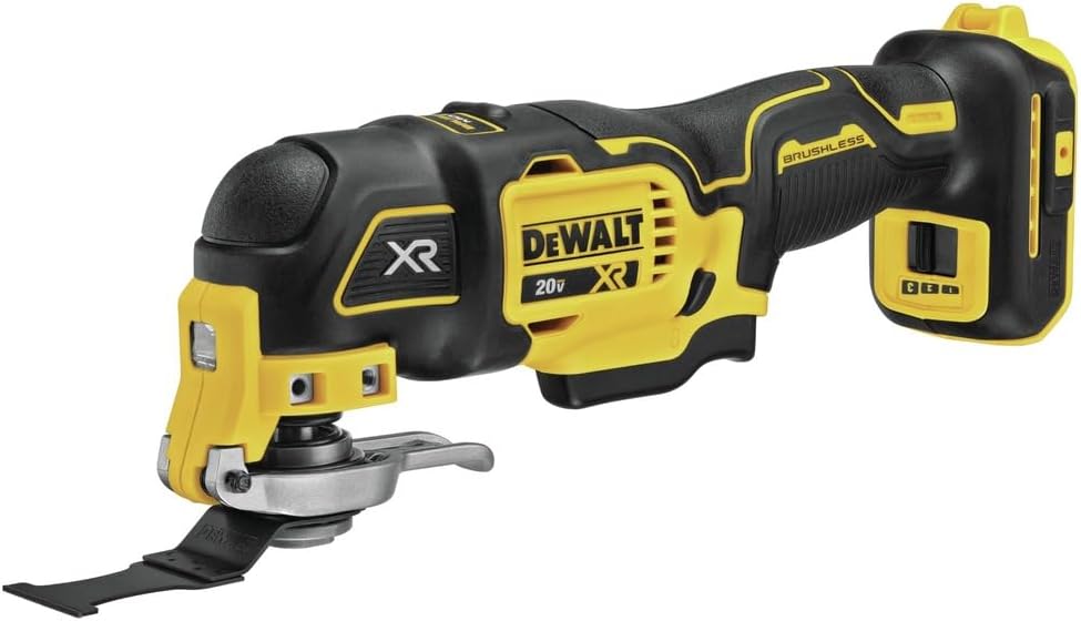 DEWALT 20V MAX XR Oscillating Tool Kit with Blades, 3 Speed Cordless Brushless Multitool, Up to 20,000 OPM, LED Light, Battery and Charger Included (DCS356C1)