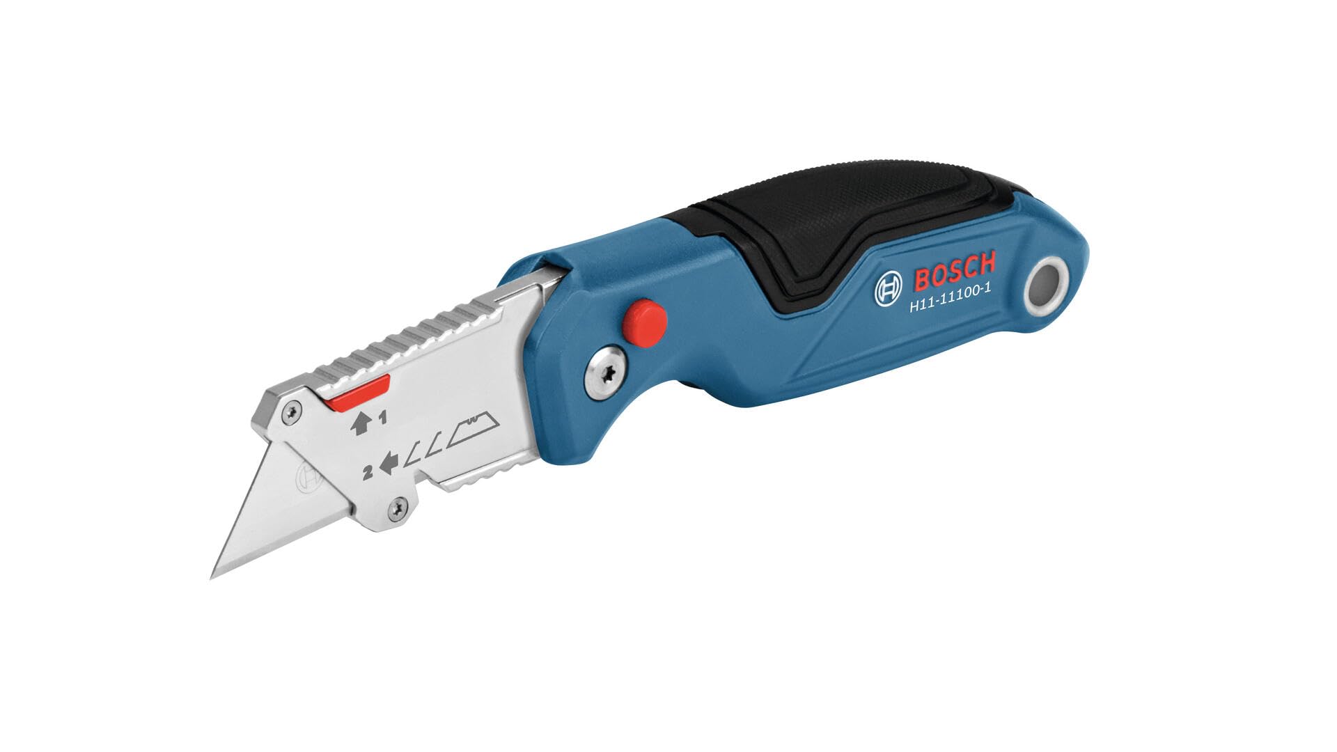 Bosch H11-14100-1 2-Piece Utility Knife Set | Folding and Snap-Off Knives with Robust Design, Integrated Blade Storage, and Belt Clip - Includes 4 Blades