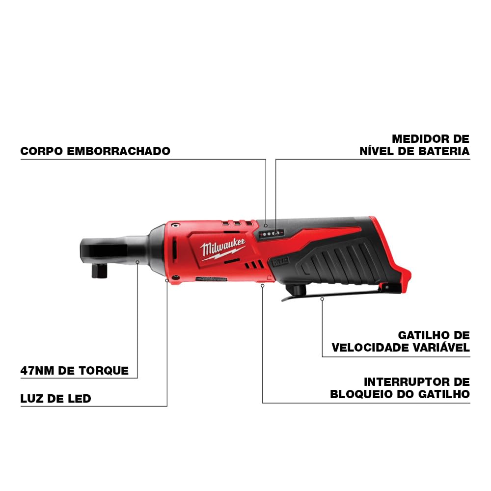 Milwaukee 2457-20 M12 Cordless 3/8" Sub-Compact 35 ft-Lbs 250 RPM Ratchet w/ Variable Speed Trigger