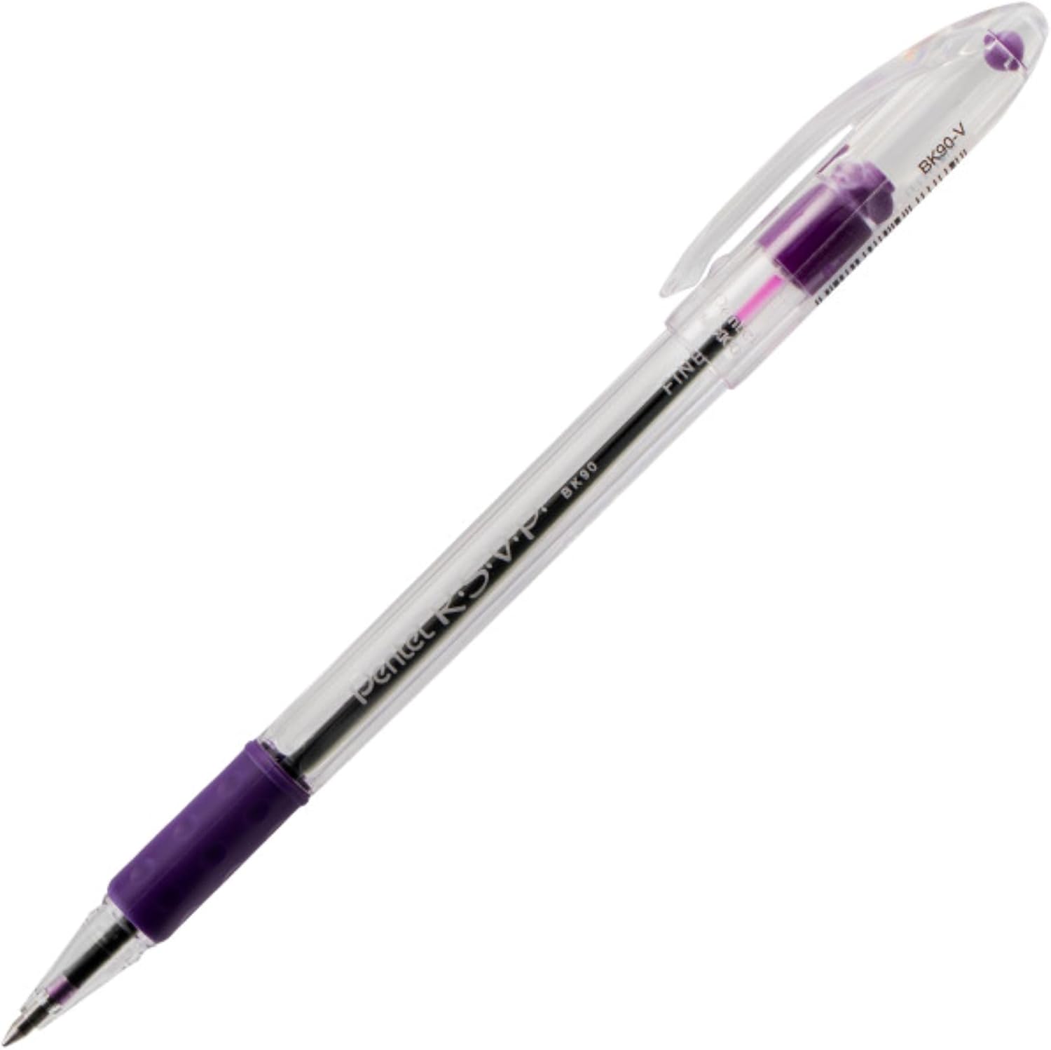 Pentel RSVP Original Ballpoint Pen, (0.7mm) Fine Line, Assorted Ink Colors, Clear Barrel, 8 Pack with Bonus Black Ink Pen