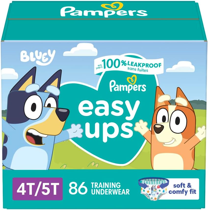 Pampers Training Pants - Easy Ups Boys & Girls Bluey - Size 5T-6T, 84 Count, Children's Potty Underwear (Packaging May Vary)