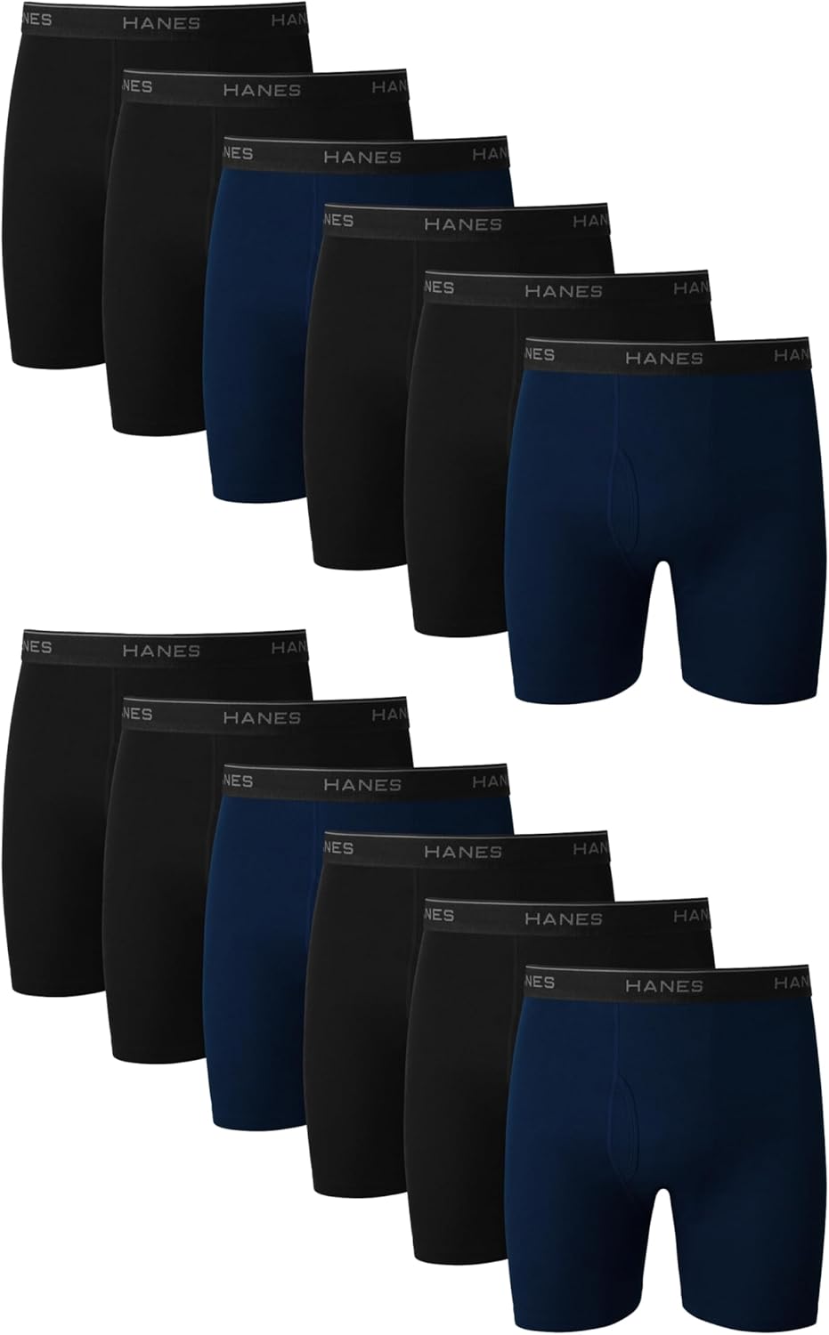 Hanes Men's Underwear Boxer Briefs Pack, Cool & Breathable Cotton Moisture-Wicking Underwear for Men, No Ride Up