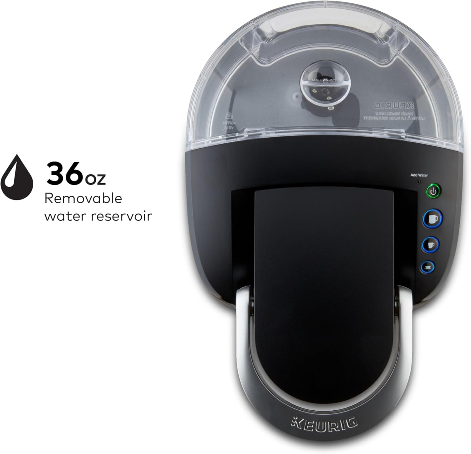 Keurig K-Compact Single-Serve K-Cup Pod Coffee Maker, with 3 Brew Sizes, Smart Start Feature, 36oz Removable Reservoir, Black