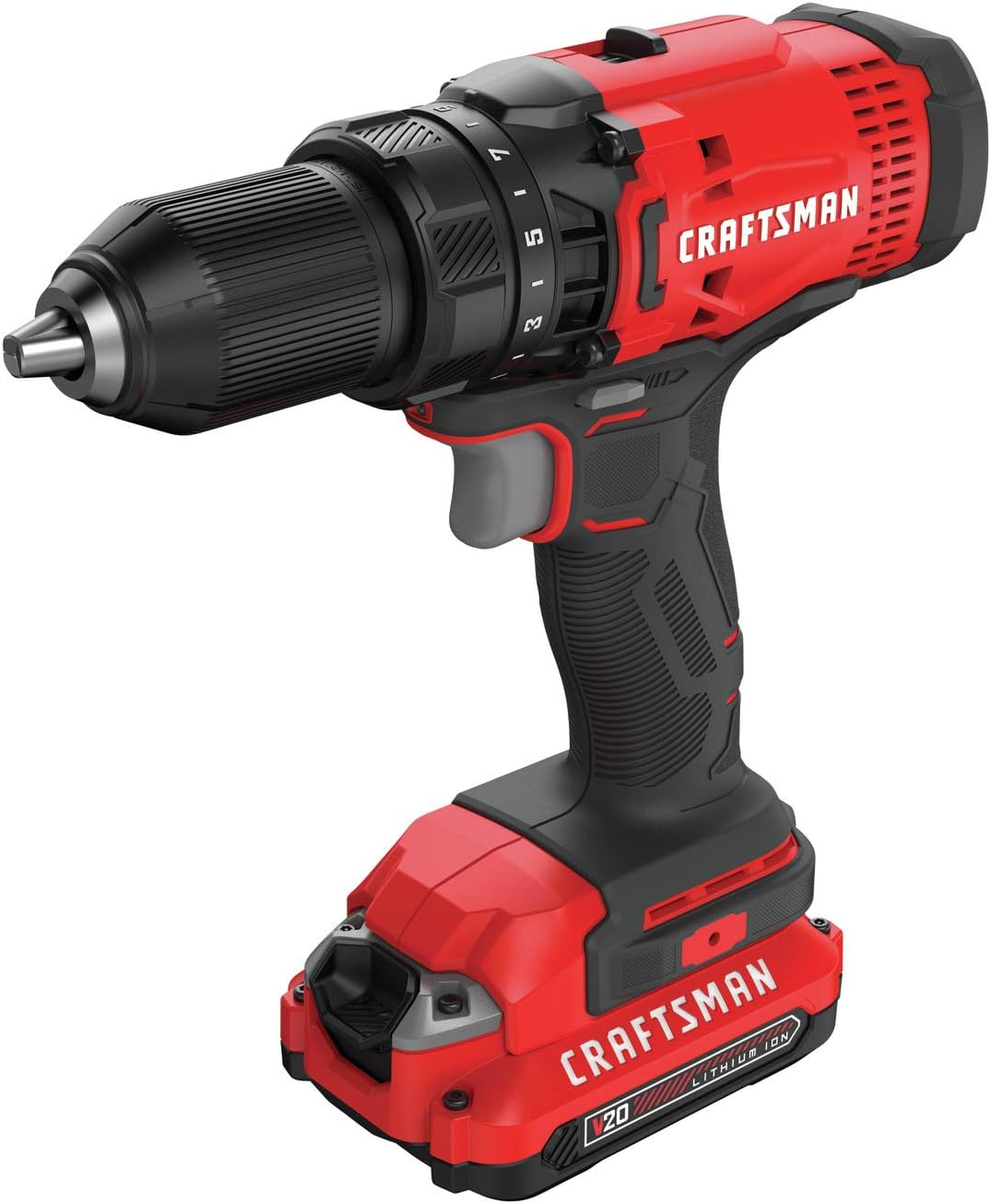 CRAFTSMAN V20 Cordless Drill/Driver Kit, 1/2 inch, Battery and Charger Included (CMCD700C1)