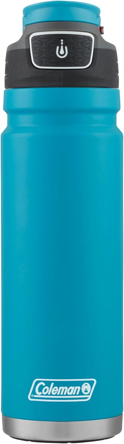 Coleman Autoseal FreeFlow Stainless Steel Water Bottle, Black, 24oz