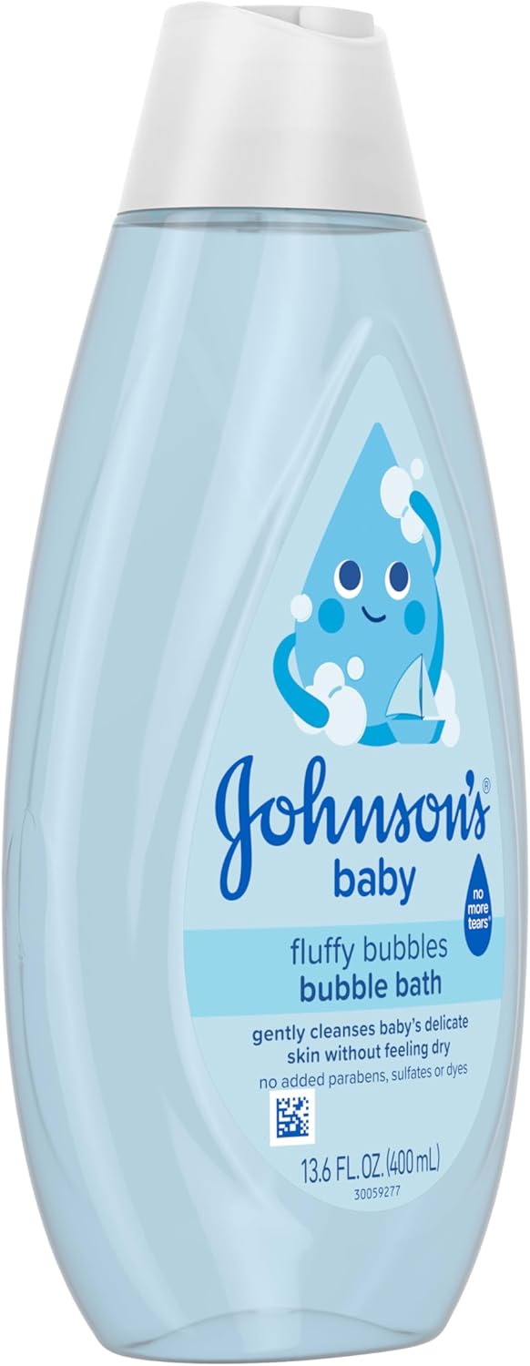 Johnson's Baby Fluffy Bubbles Bubble Bath, No More Tears, Gently Cleanses Delicate Skin Without Feeling Dry, Hypoallergenic, No Added Parabens, Sulfates & Dyes, 13.6 fl. oz