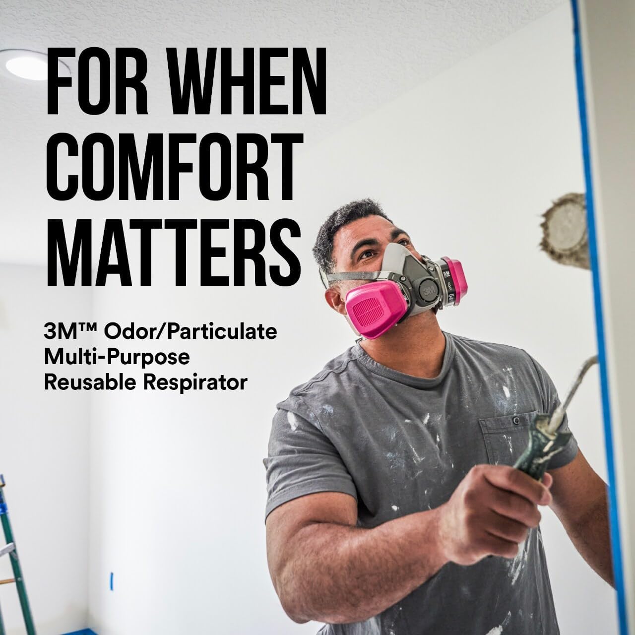 3M P100/OV Odor/Particulate Multi-Purpose Reusable Respirator 65021, Medium Size, NIOSH-APPROVED Organic Vapor Cartridge & P100 Rated Filters, Flexible, Thermoplastic Faceseal For Comfort (65021H1-DC)