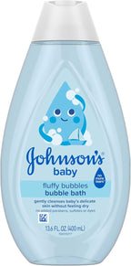 Johnson's Baby Fluffy Bubbles Bubble Bath, No More Tears, Gently Cleanses Delicate Skin Without Feeling Dry, Hypoallergenic, No Added Parabens, Sulfates & Dyes, 13.6 fl. oz
