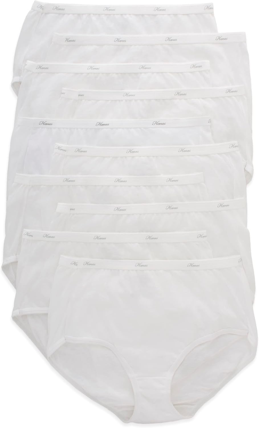 Hanes Women's Underwear Briefs Pack, 10-Pack, Cotton Panties for Women, Moisture-Wicking, Full Coverage