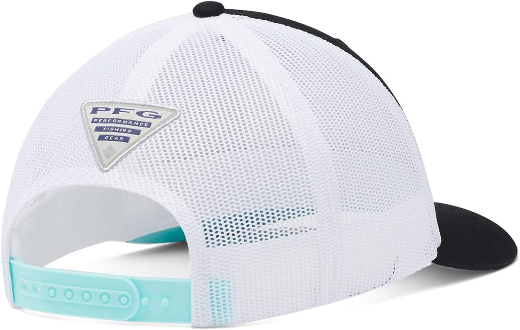 Columbia Unisex Unisex PFG Fish Flag Mesh Snap Back Hat, Black/White, One Size