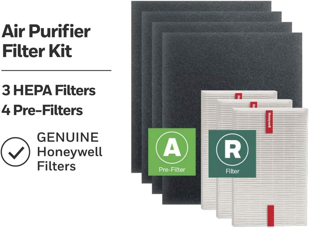 Honeywell HEPA Air Purifier Filter Replacement Kit for HPA300, HPA3300, HPA5300, HPA8350 series Air Purifiers, Value Combo Pack Includes 3 HEPA R & 4 A Carbon Pre-Cut Pre-Filters