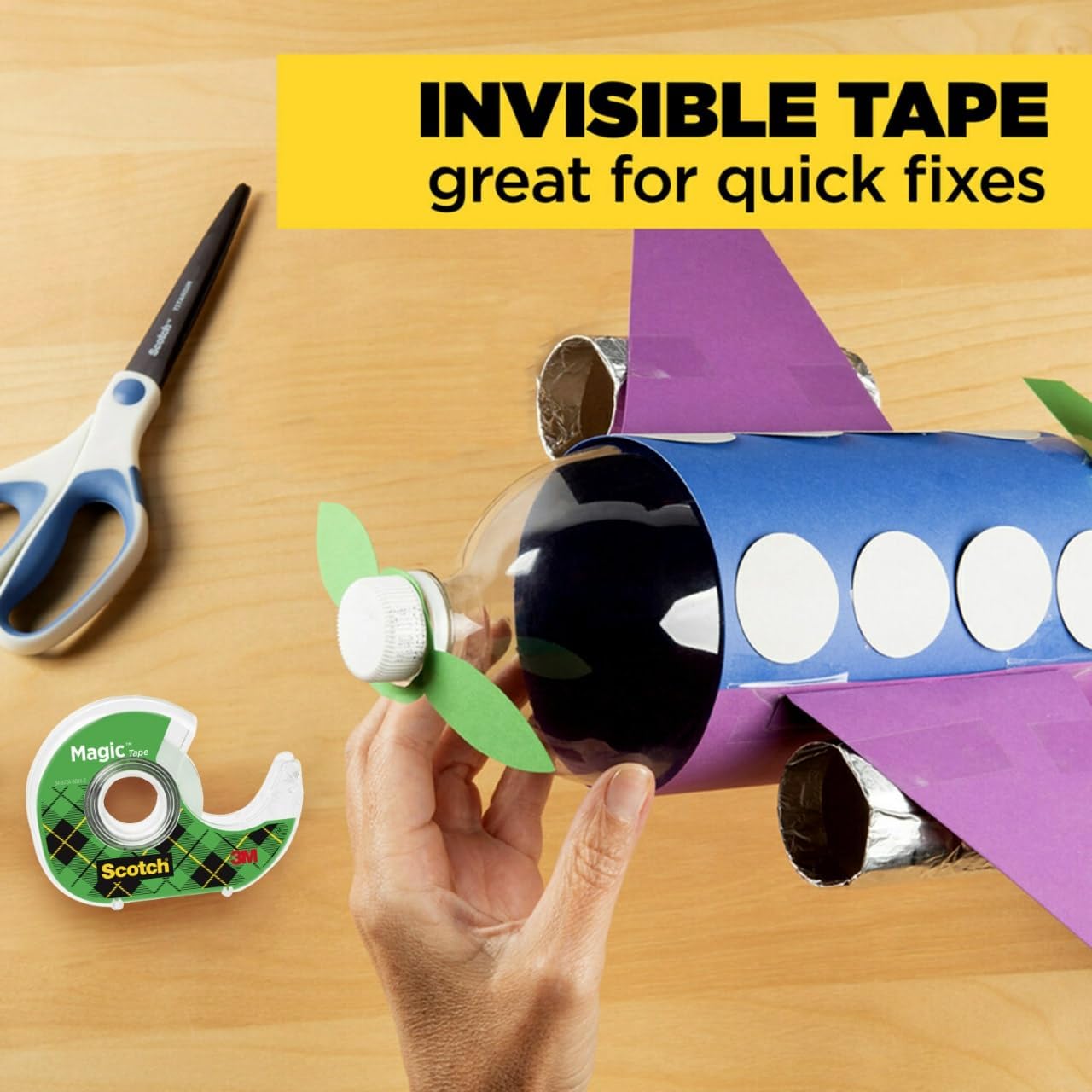 Scotch Magic Tape, Invisible, Repair Christmas Cards and Use as Holiday Gift Wrap Supplies for Christmas, 6 Tape Rolls with Dispensers