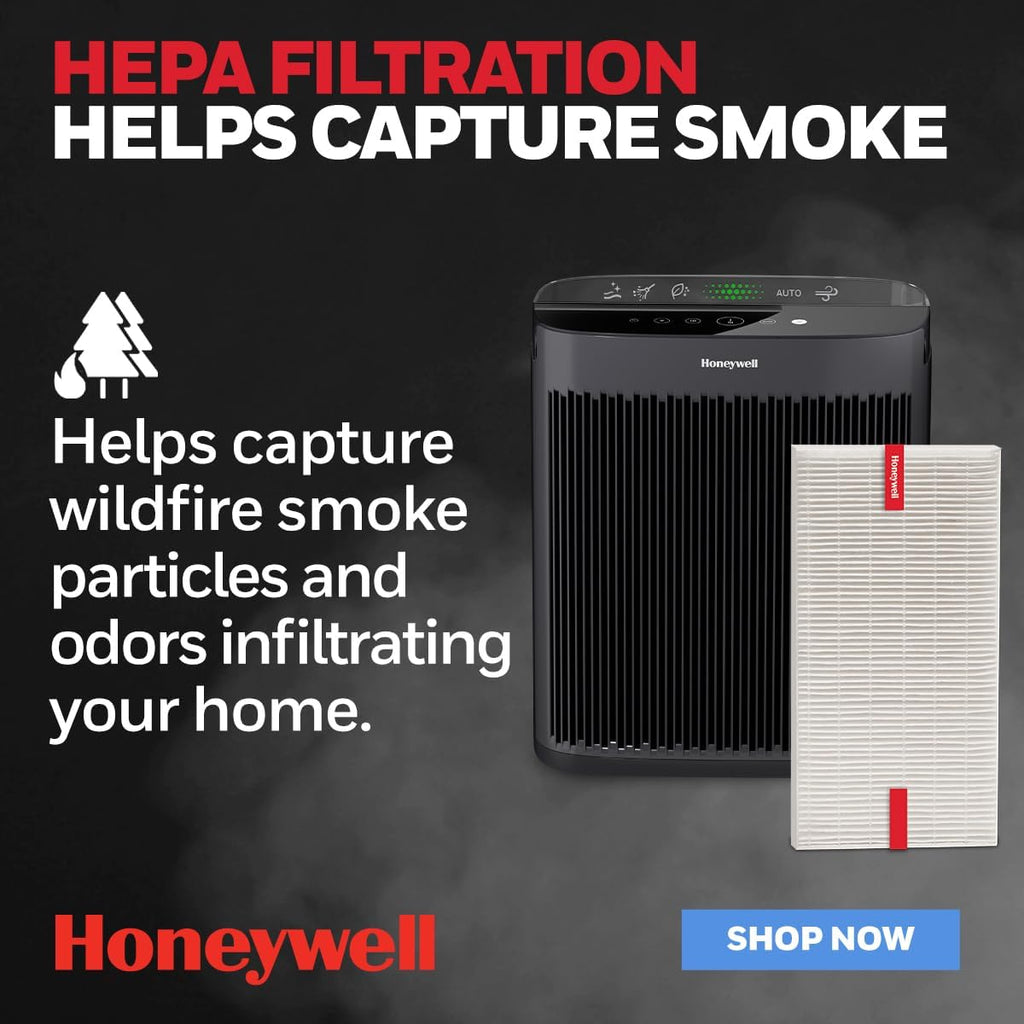 Honeywell HEPA Air Purifier Filter R, 3-Pack for HPA 100/200/300, 3000 and 5000 Series - Airborne Allergen Air Filter Replacement Targets Wildfire/Smoke, Pollen, Pet Dander, and Dust