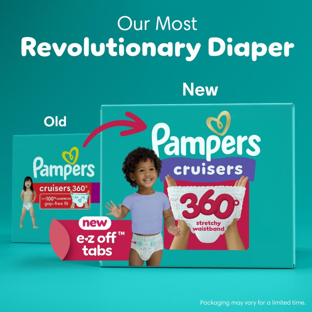 Pampers Diapers - Cruisers 360 - Size 5, 128 Count, Babyproof up to 100% Leakproof Pull-On Diaper