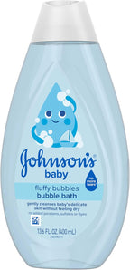 Johnson's Baby Fluffy Bubbles Bubble Bath, No More Tears, Gently Cleanses Delicate Skin Without Feeling Dry, Hypoallergenic, No Added Parabens, Sulfates & Dyes, 13.6 fl. oz