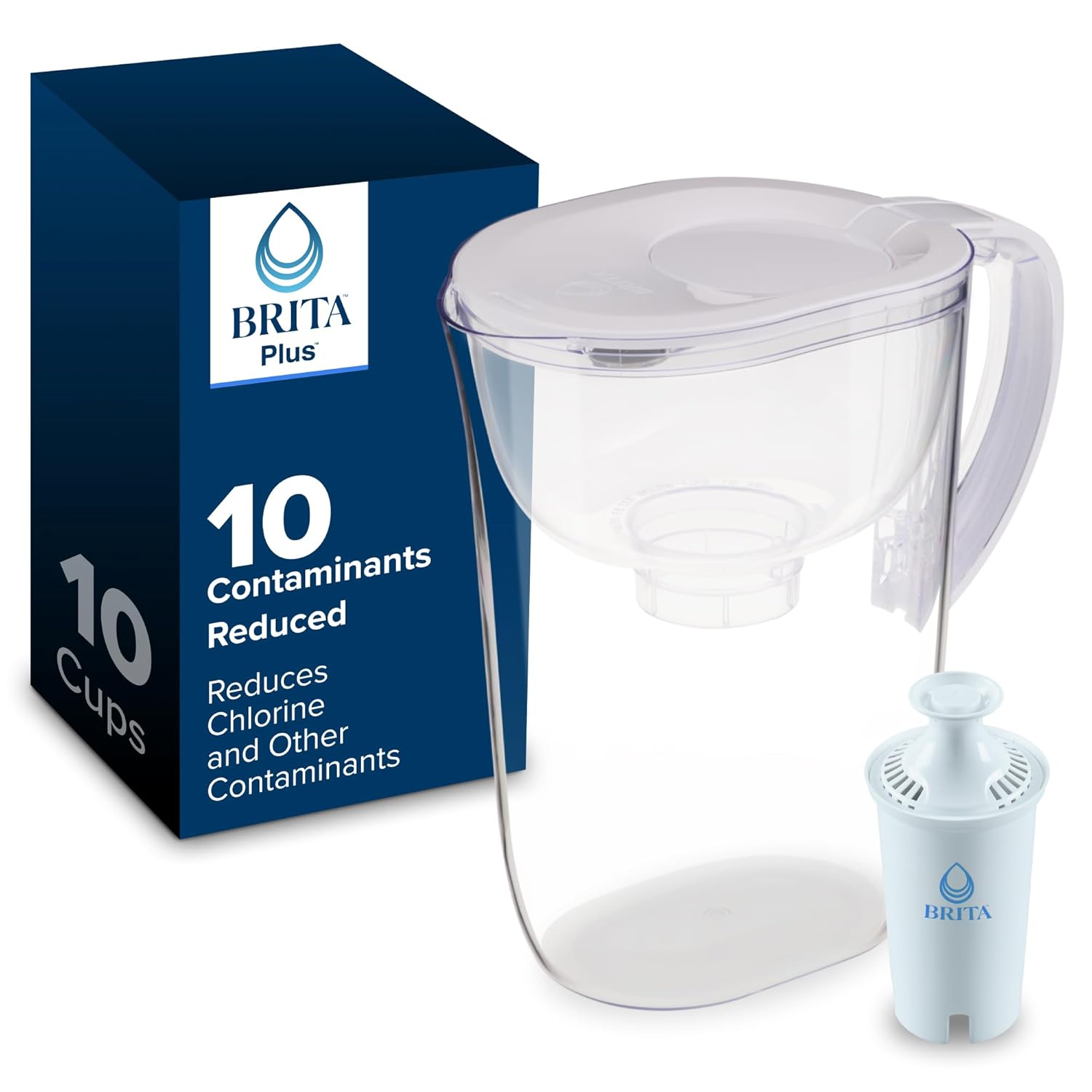 Brita Water Pitcher, Everyday Elite Filter, Removes 99% of Lead, Includes 1 Filter, 10-Cup Capacity, White