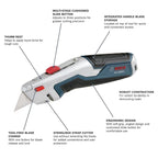 Bosch H11-14100-1 2-Piece Utility Knife Set | Folding and Snap-Off Knives with Robust Design, Integrated Blade Storage, and Belt Clip - Includes 4 Blades