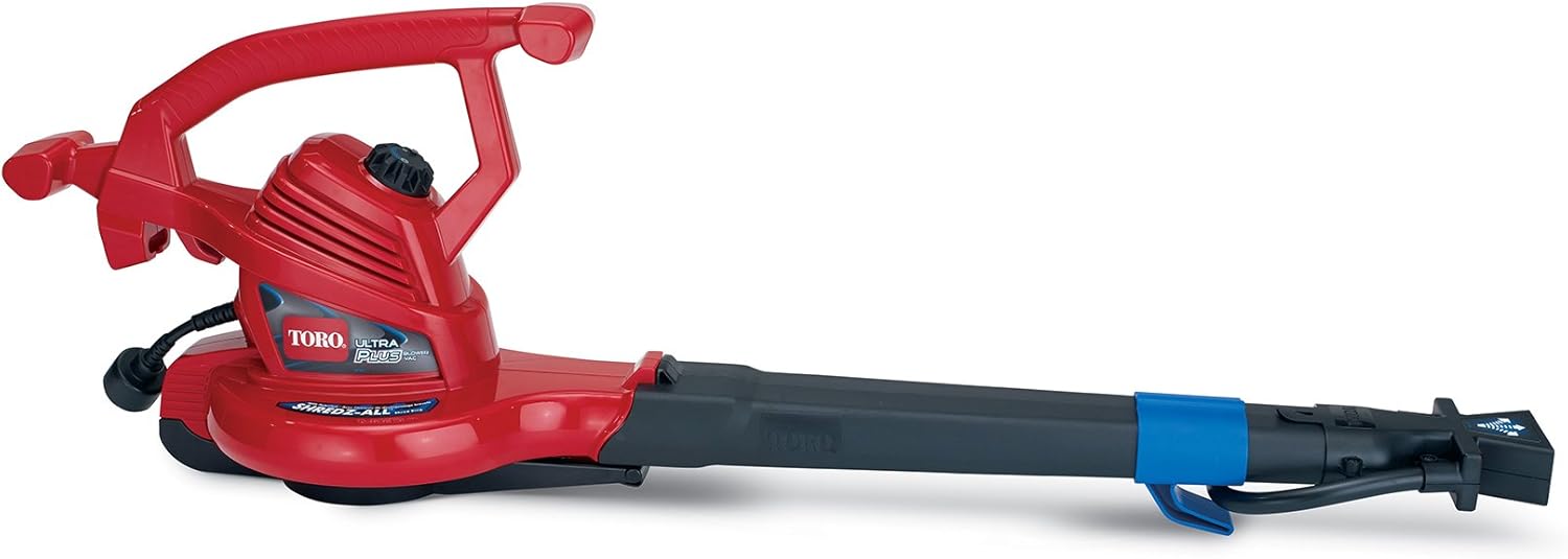 Toro 51621 UltraPlus Leaf Blower Vacuum, Variable-Speed (up to 250 mph) with Metal Impeller, 12 amp,Red
