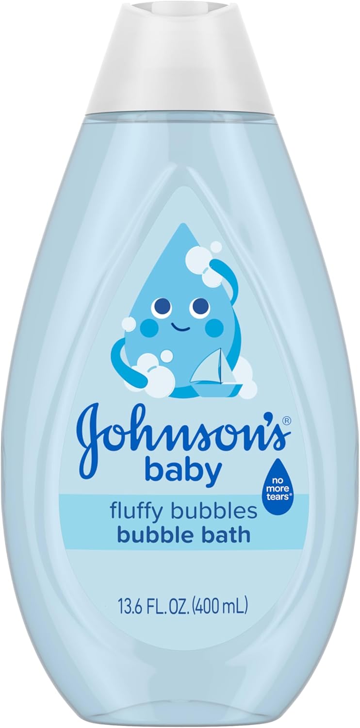 Johnson's Baby Fluffy Bubbles Bubble Bath, No More Tears, Gently Cleanses Delicate Skin Without Feeling Dry, Hypoallergenic, No Added Parabens, Sulfates & Dyes, 13.6 fl. oz