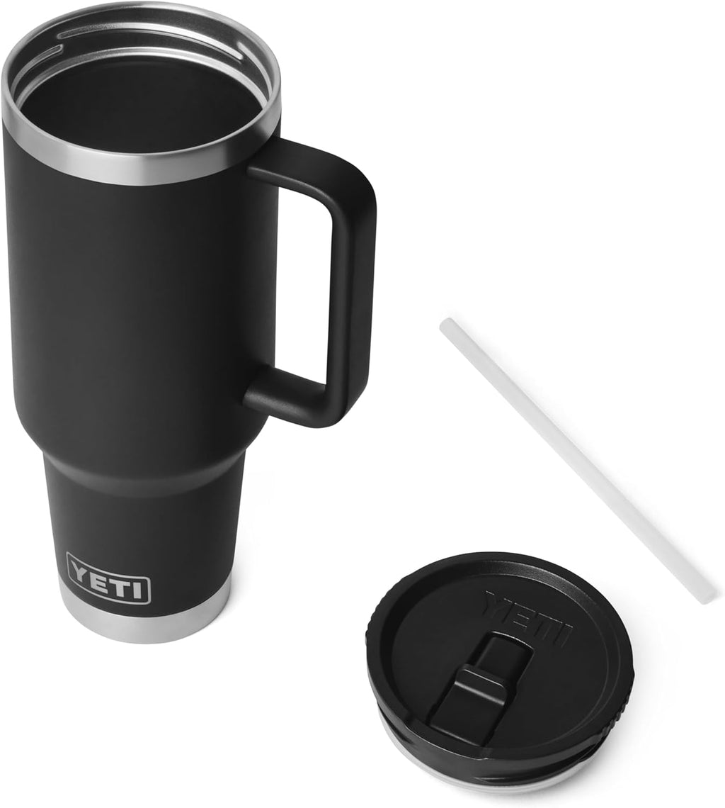 YETI Rambler 40 oz Travel Mug with Flip Straw Lid – Stainless Steel, Vacuum Insulated, Leakproof, Cup Holder Friendly