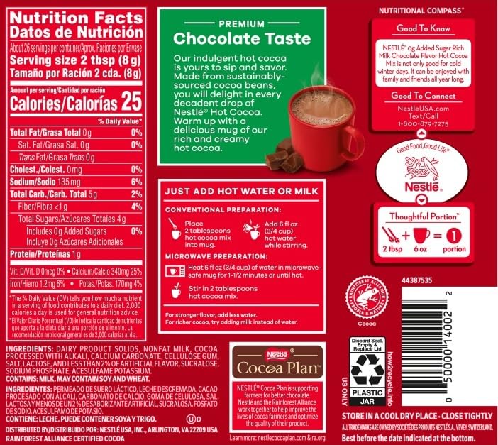 Nestle Hot Cocoa Mix, Fat Free With Calcium, 7.33 Oz