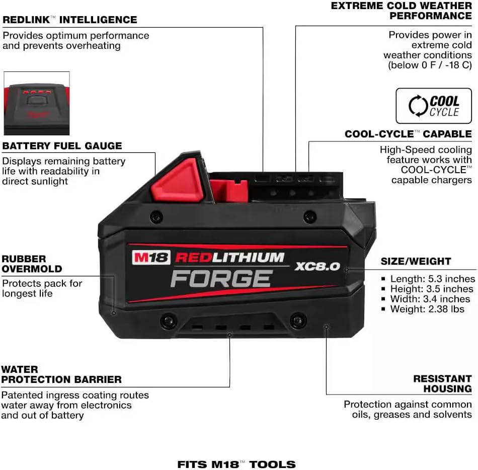 Milwaukee Electric - M18 REDLITHIUM Forge XC8.0 Battery Pack