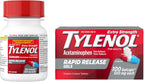 Tylenol Extra Strength Acetaminophen Rapid Release Gels, Pain Reliever & Fever Reducer, Gelcaps with Laser-Drilled Holes for Fast Release, Gentle on Stomach, 500 mg Per Gelcap, 100 Count OTC Medicine