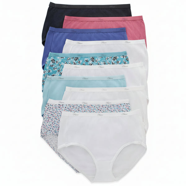 Hanes Women's Underwear Briefs Pack, 10-Pack, Cotton Panties for Women, Moisture-Wicking, Full Coverage