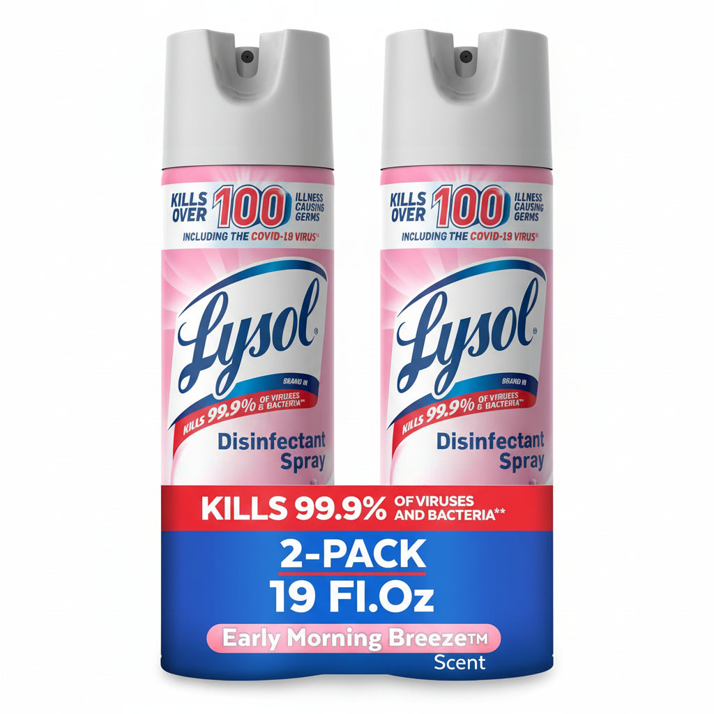 Lysol Disinfectant Spray, Sanitizing And Antibacterial Spray, For Disinfecting And Deodorizing, Early Morning Breeze, 19 Fl Oz (Pack Of 2), Packaging May Vary