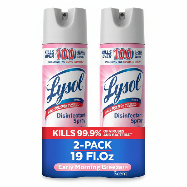Lysol Disinfectant Spray, Sanitizing And Antibacterial Spray, For Disinfecting And Deodorizing, Early Morning Breeze, 19 Fl Oz (Pack Of 2), Packaging May Vary