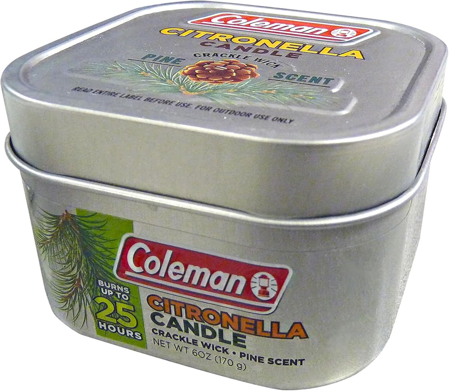 Coleman Pine Scent Citronella Candle with Wooden Crackle Wick - 6 oz