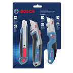 Bosch H11-14100-1 2-Piece Utility Knife Set | Folding and Snap-Off Knives with Robust Design, Integrated Blade Storage, and Belt Clip - Includes 4 Blades