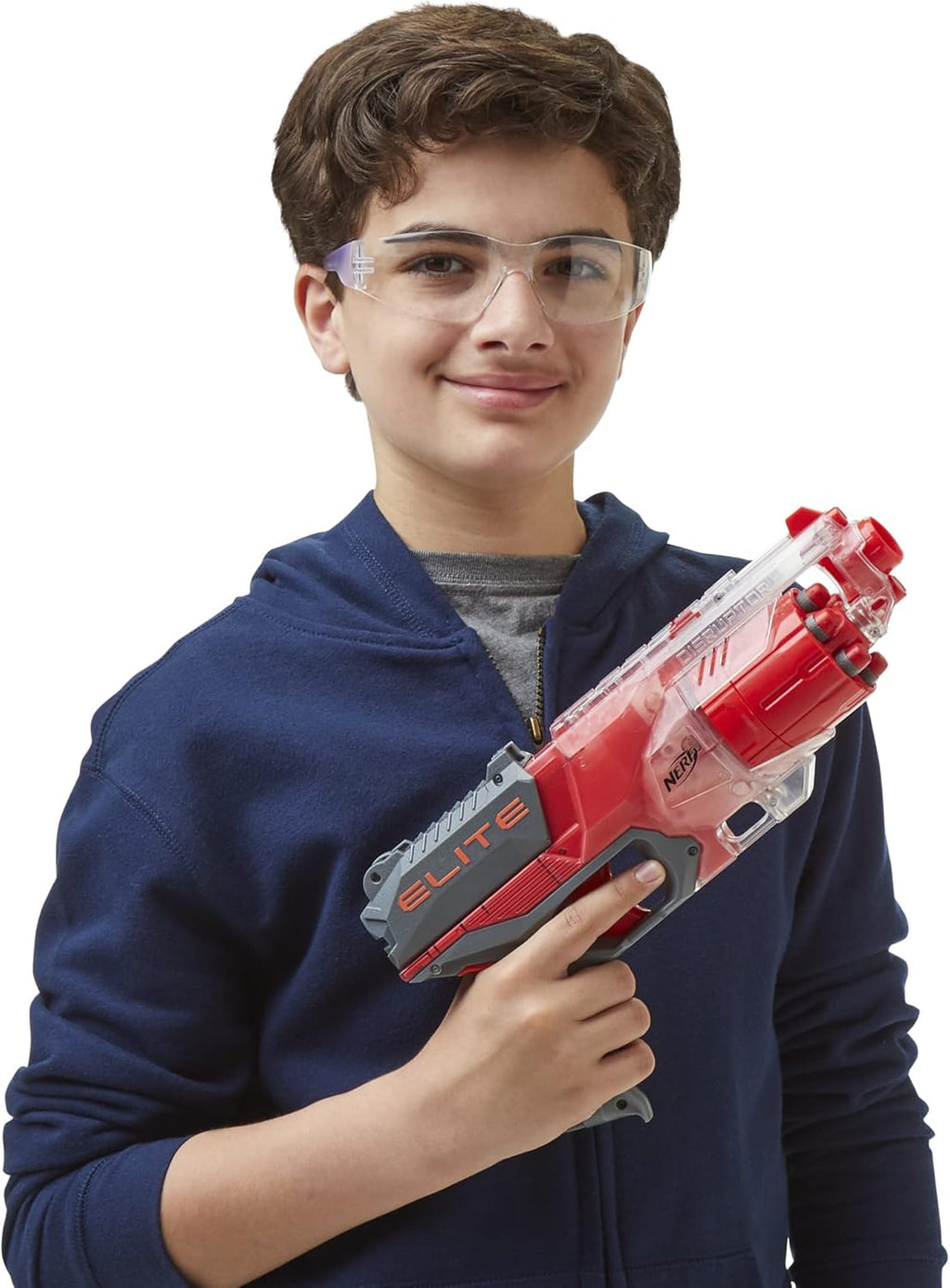 NERF Elite Disrupter Blaster - 6-Dart Rotating Drum, Slam Fire, Translucent Red (Amazon Exclusive)