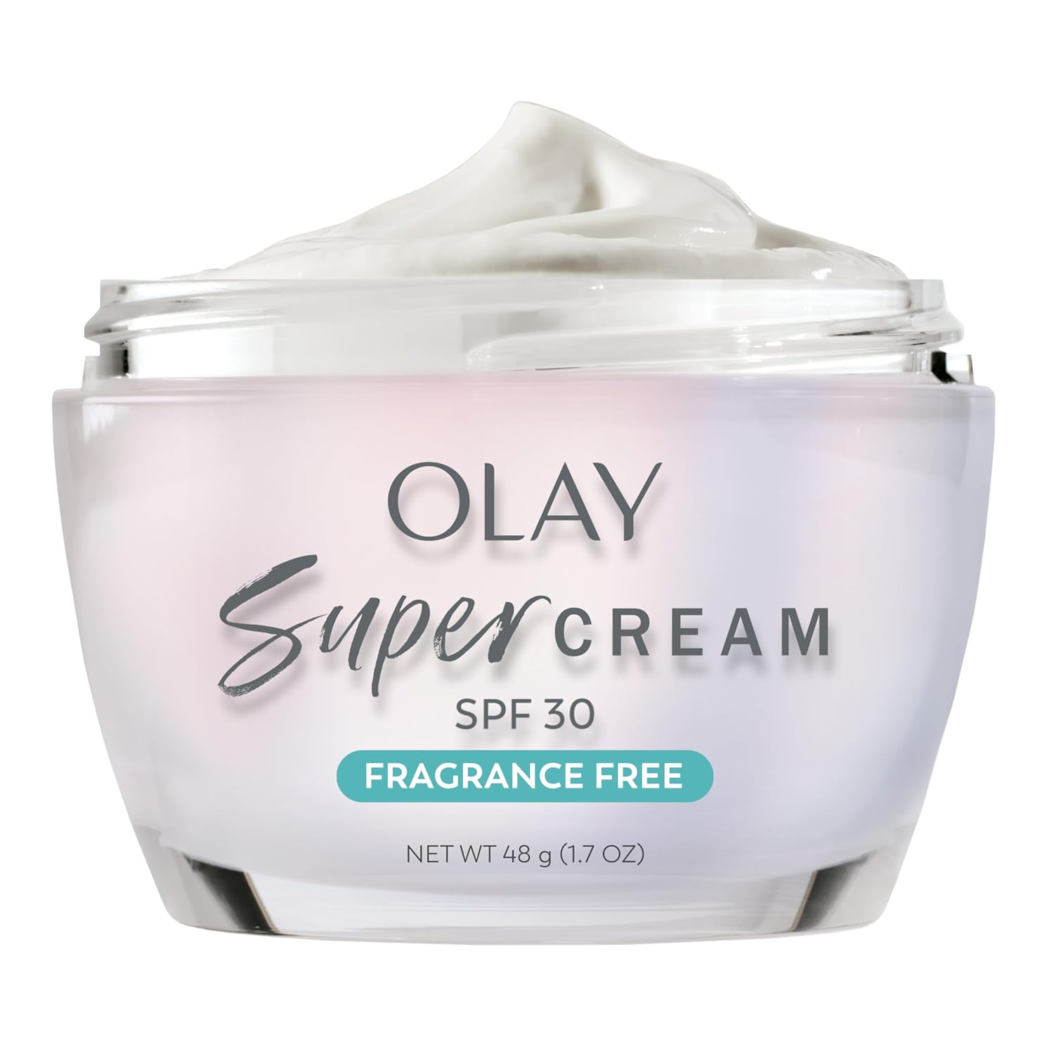 Olay Super Cream with Sunscreen SPF 30, Lightweight Face Moisturizer with Sun Protection, 5-in-1 Skin Care Benefits - Hydrating, Brightening, Firming - Niacinamide, Vitamin C, Collagen Peptide, 1.7 oz