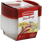 Rubbermaid 7F58 8-Piece TakeAlongs Food Storage Container Set, Sandwich, Red