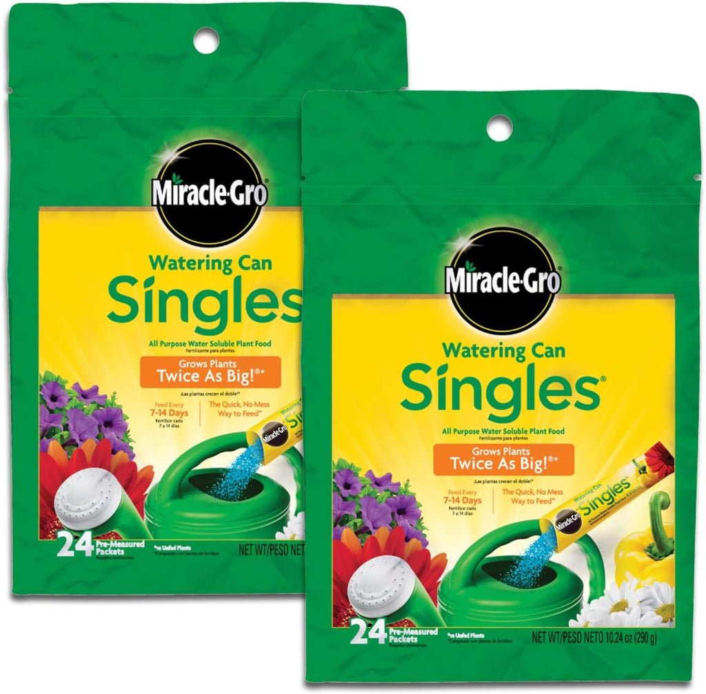 Miracle-Gro Watering Can Singles All Purpose Water Soluble Plant Food, For Flowers, Vegetables, Houseplants, Trees, Indoor and Outdoor Plants, 24 Packets