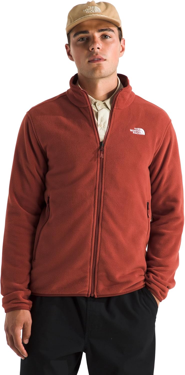 The North Face Men's Glacier Fleece Jacket - Soft Fleece Zip Up Jacket, Zip Pockets, Reinforced Binding, Iron Clay, X-Large