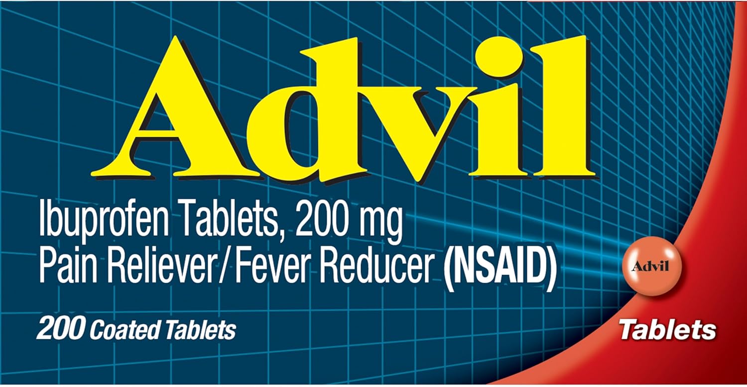 Advil Pain Reliever and Fever Reducer, Pain Relief Medicine with Ibuprofen 200mg for Headache, Backache, Menstrual Pain and Joint Pain Relief - 200 Coated Tablets